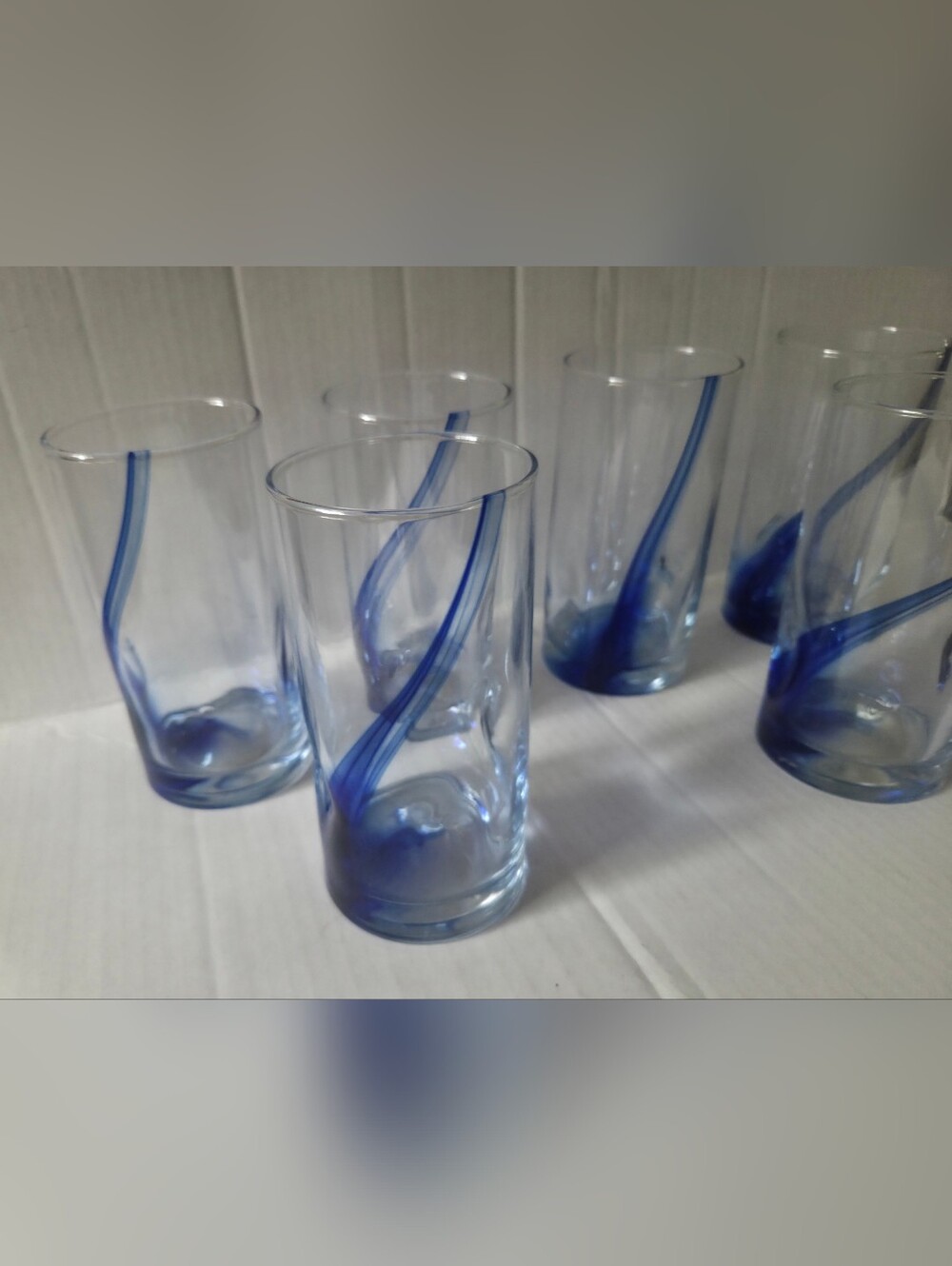 Libbey Blue Ribbon Impressions Tumbler Glasses - Set of 7pcs